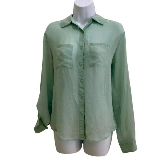 Decree Button Down Sheer Blouse - Picture 1 of 6